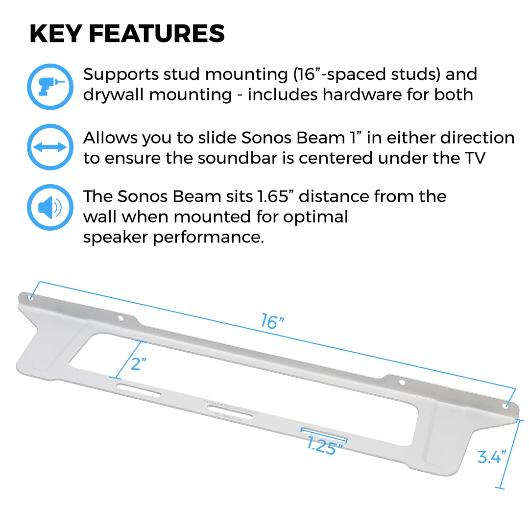 Brand new π Speaker Mounts HumanCentric Wall Mount Compatible With Sonos Beam Speaker (White) | Wall Mount Bracket Compatible With Sonos Beam π 4 Speaker Mounts HumanCentric Wall Mount Compatible With Sonos Beam Speaker (White) | Wall Mount Bracket Compatible With Sonos Beam
