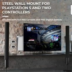 HumanCentric Console And Controller Wall Mount For PS5 | Includes Two Controller Mounts And Metal Brackets For PS5