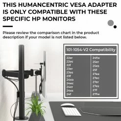 HumanCentric VESA Adapters VESA Mount Adapter For HP 22er, 22es, 22f, 23er, 23es, 23f, 24ea, 24ec, 24er, 24es, 24f, 24fw, 25er, 25es, 25f, 27er, 27ea And More Monitors (White)