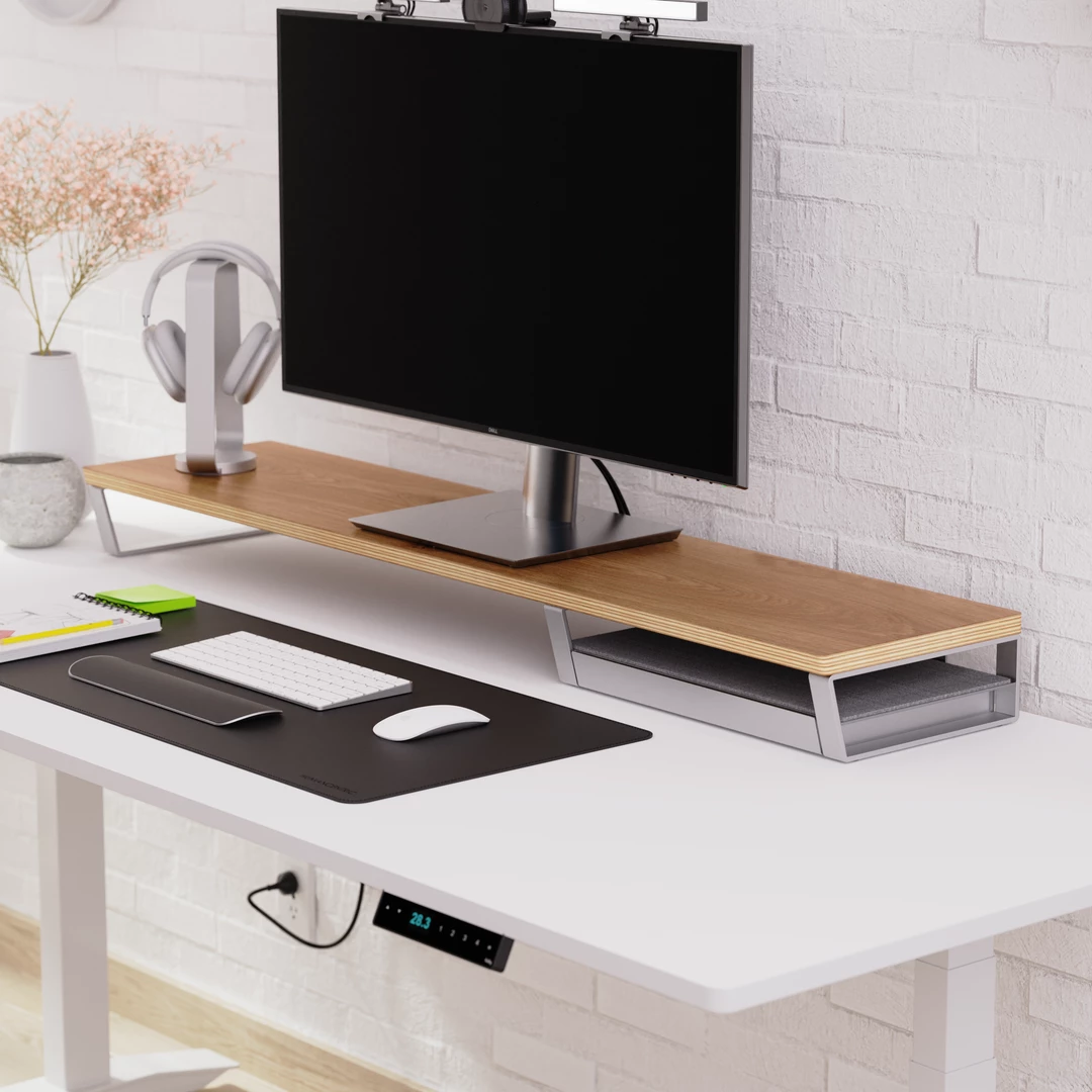 Best deal π HumanCentric Workspace Collection Bundle | Walnut And Aluminum Desk Shelf With Storage Drawer, Video Conference Lights, Wrist Rest, Headphone Stand, Desk Mat βοΈ 6 HumanCentric Workspace Collection Bundle | Walnut And Aluminum Desk Shelf With Storage Drawer, Video Conference Lights, Wrist Rest, Headphone Stand, Desk Mat
