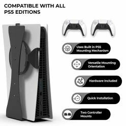 HumanCentric Console And Controller Wall Mount For PS5 | Includes Two Controller Mounts And Metal Brackets For PS5