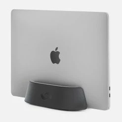 HumanCentric Black Leather Vertical Laptop Stand Workspace